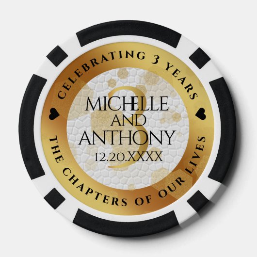 Elegant 3. Lederhochzeit Pokerchips (Rückseite)