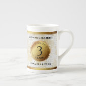 Elegant 3. Lederhochzeit Porzellantasse (Rechts)