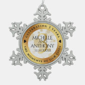 Elegant 3. Lederhochzeit Schneeflocken Zinn-Ornament (Vorderseite)