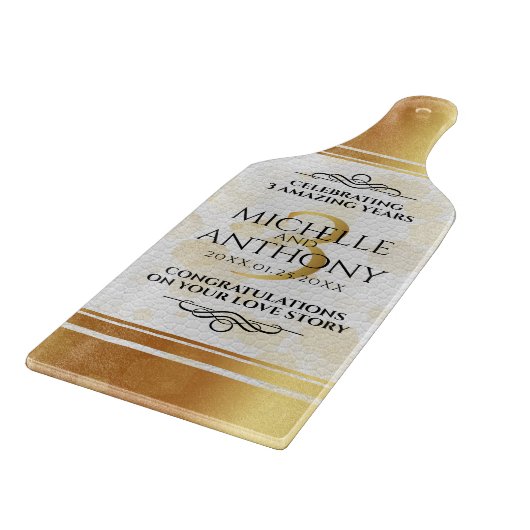Elegant 3. Lederhochzeit Schneidebrett (Ecke)