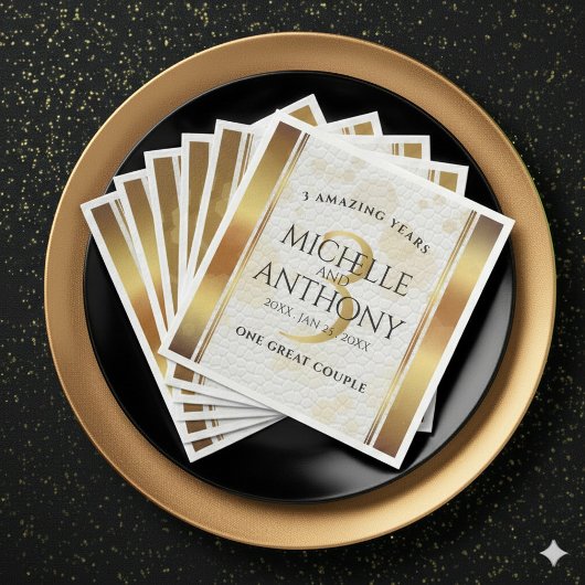 Elegant 3. Lederhochzeit Serviette