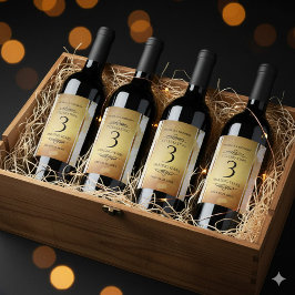 Elegant 3. Lederhochzeit Weinetikett