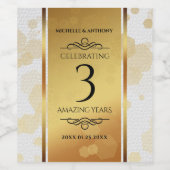 Elegant 3. Lederhochzeit Weinetikett (Einzelnes Label)