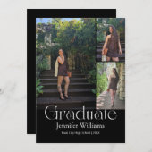 elegant 3 photo graduation 2026 announcement card einladung (Vorne/Hinten)