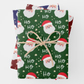 Elegant 3 Santa Face Weihnachten Ho Ho Muster Geschenkpapier Set (Beispiel)