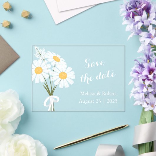 Elegant 3 White Daisy Blume Save the Date Acryleinladungen (In Situ (Hochzeit))