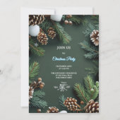 Elegant 3D Pine Trees & Cones Christmas Einladung (Vorderseite)