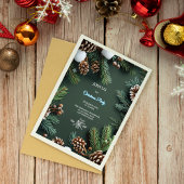 Elegant 3D Pine Trees & Cones Christmas Einladung