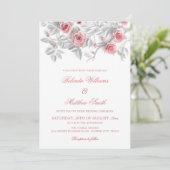  Elegant 3D Roses White Floral Wedding Einladung (Stehend Vorderseite)