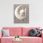 Elegant 3D White Crescent & Mosque Ramadan Design Leinwanddruck (Insitu (Wohnzimmer))
