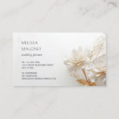 Elegant 3D White Gold Roses Visitenkarte (Rückseite)