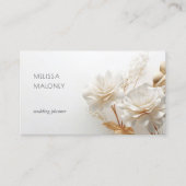 Elegant 3D White Gold Roses Visitenkarte (Vorderseite)