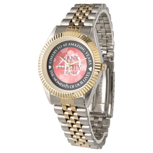 Elegant 40. 80. Ruby Wedding Jubiläum Armbanduhr (Schrägansicht)