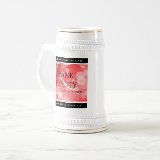 Elegant 40. 80. Ruby Wedding Jubiläum Bierglas (Vorderseite Links)