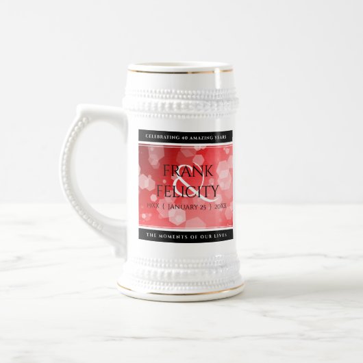 Elegant 40. 80. Ruby Wedding Jubiläum Bierglas (Links)