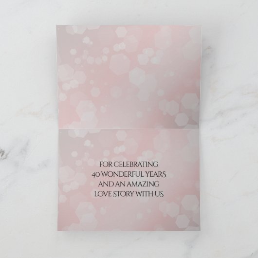 Elegant 40. 80. Ruby Wedding Jubiläum Dankeskarte (Innenseite)