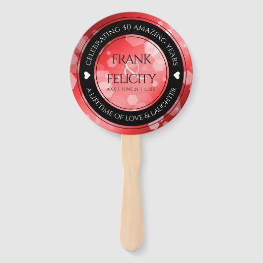 Elegant 40. 80. Ruby Wedding Jubiläum Fächer (Vorderseite)