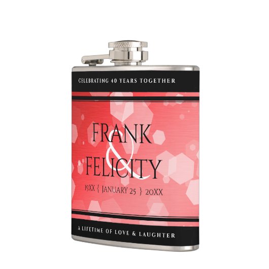 Elegant 40. 80. Ruby Wedding Jubiläum Flachmann (Links)