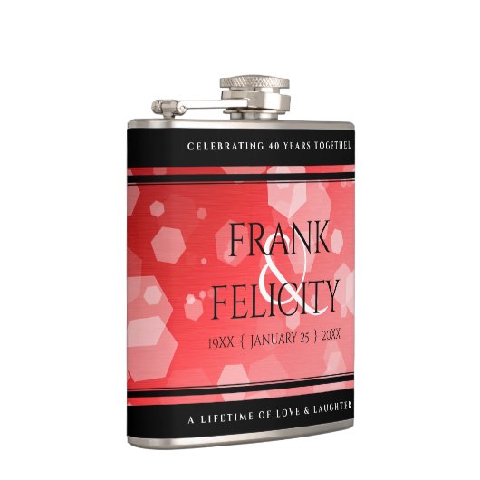 Elegant 40. 80. Ruby Wedding Jubiläum Flachmann (Rechts)