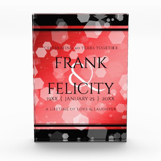 Elegant 40. 80. Ruby Wedding Jubiläum Fotoblock (Vorderseite)