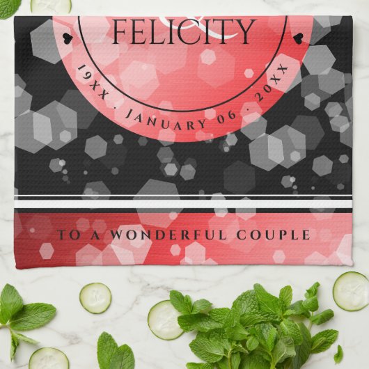 Elegant 40. 80. Ruby Wedding Jubiläum Geschirrtuch (Gefaltet)