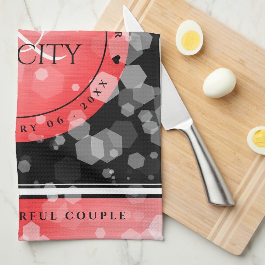 Elegant 40. 80. Ruby Wedding Jubiläum Geschirrtuch (Viertel Falte)