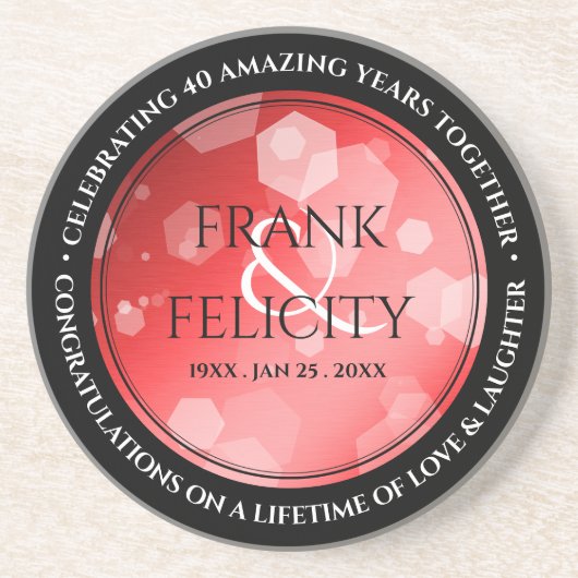 Elegant 40. 80. Ruby Wedding Jubiläum Getränkeuntersetzer (Vorne)