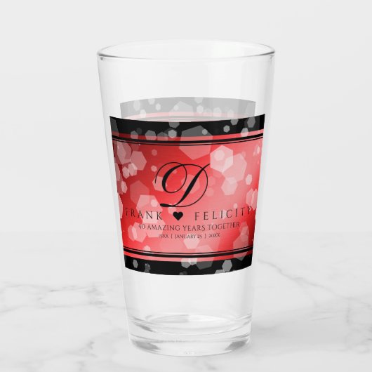 Elegant 40. 80. Ruby Wedding Jubiläum Glas (Rückseite)