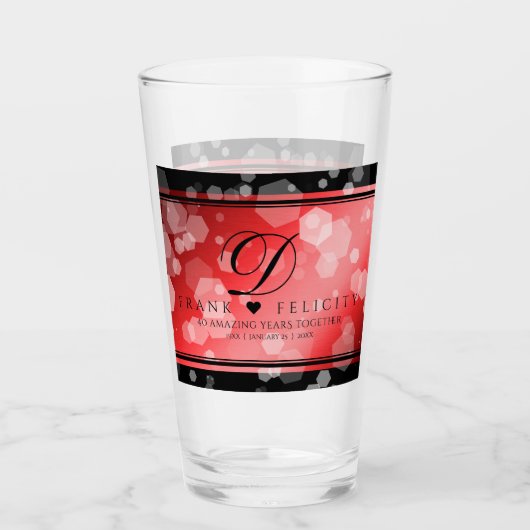Elegant 40. 80. Ruby Wedding Jubiläum Glas (Vorderseite)