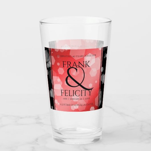 Elegant 40. 80. Ruby Wedding Jubiläum Glas (Rückseite)