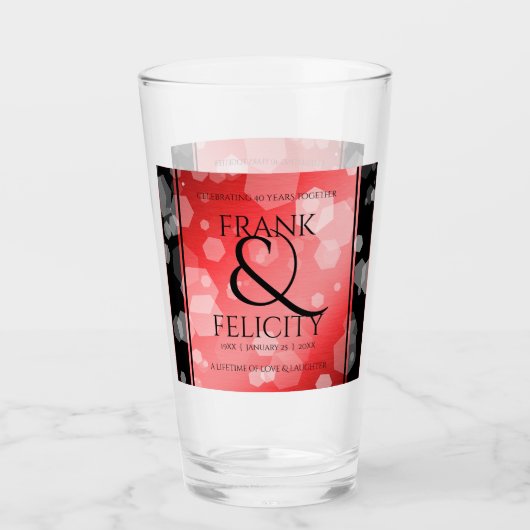 Elegant 40. 80. Ruby Wedding Jubiläum Glas (Vorderseite)