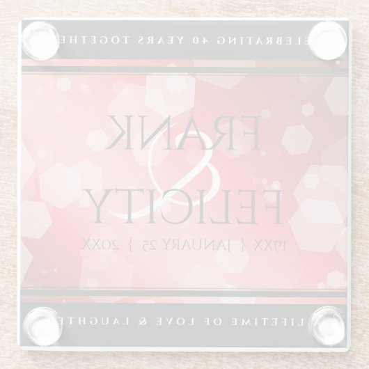 Elegant 40. 80. Ruby Wedding Jubiläum Glasuntersetzer (Rückseite)