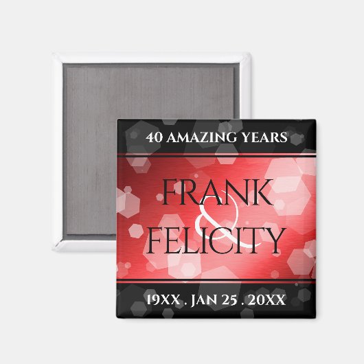 Elegant 40. 80. Ruby Wedding Jubiläum Magnet (Vorderseite/Rückseite)