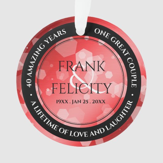 Elegant 40. 80. Ruby Wedding Jubiläum Ornament (Vorderseite)