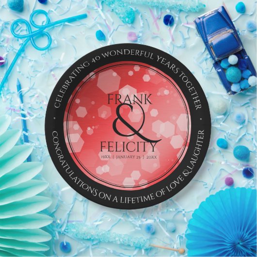 Elegant 40. 80. Ruby Wedding Jubiläum Pappteller (Party)