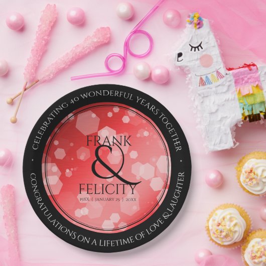 Elegant 40. 80. Ruby Wedding Jubiläum Pappteller (Party)