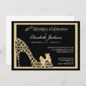 Elegant 40. Geburtstag Damask Schuheinladung Einladung (Vorne/Hinten)