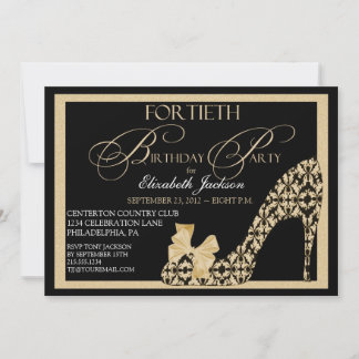 Elegant 40. Geburtstag Damask Schuheinladung Einladung