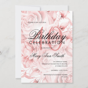 Elegant 40. Geburtstag Party Floral Rose Gold Einladung