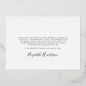 Elegant 40. Geburtstagsfoil Dankeschön Karte (Rückseite)