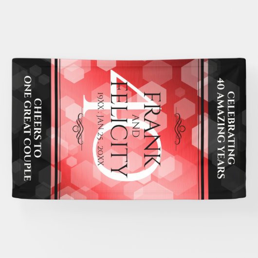 Elegant 40. Ruby Hochzeitstag Feier Banner (Horizontal)