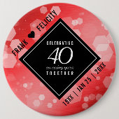 Elegant 40. Ruby Hochzeitstag Feier Button (Vorderseite)