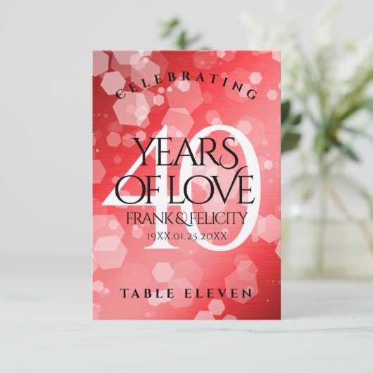 Elegant 40. Ruby Hochzeitstag Feier Dankeskarte (Stehend Vorderseite)