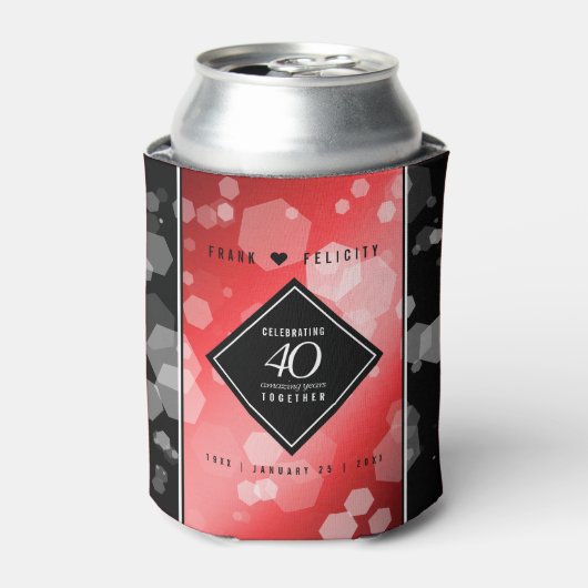 Elegant 40. Ruby Hochzeitstag Feier Dosenkühler (Kanne Vorderseite)