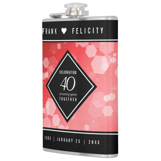 Elegant 40. Ruby Hochzeitstag Feier Flachmann (Links)