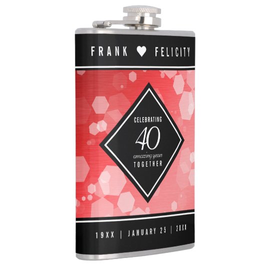 Elegant 40. Ruby Hochzeitstag Feier Flachmann (Rechts)