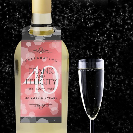 Elegant 40. Ruby Hochzeitstag Feier Flaschenanhänger