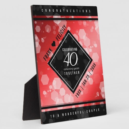 Elegant 40. Ruby Hochzeitstag Feier Fotoplatte (Seite)