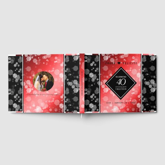 Elegant 40. Ruby Hochzeitstag Feier Gästebuch (Voll)