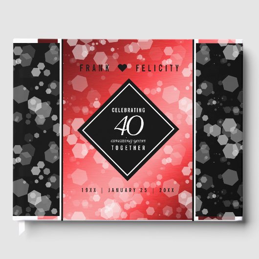 Elegant 40. Ruby Hochzeitstag Feier Gästebuch (Vorderseite)